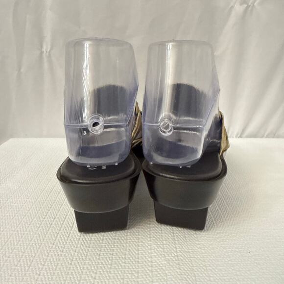 Donald J Pliner Cissy Wedge Sandal 6.5 Gold Sparkle Leather Italian Platform - Picture 6 of 10